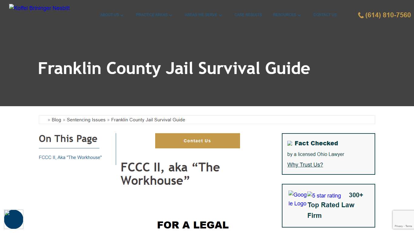 Franklin County Jail Survival Guide Koffel Brininger Nesbitt